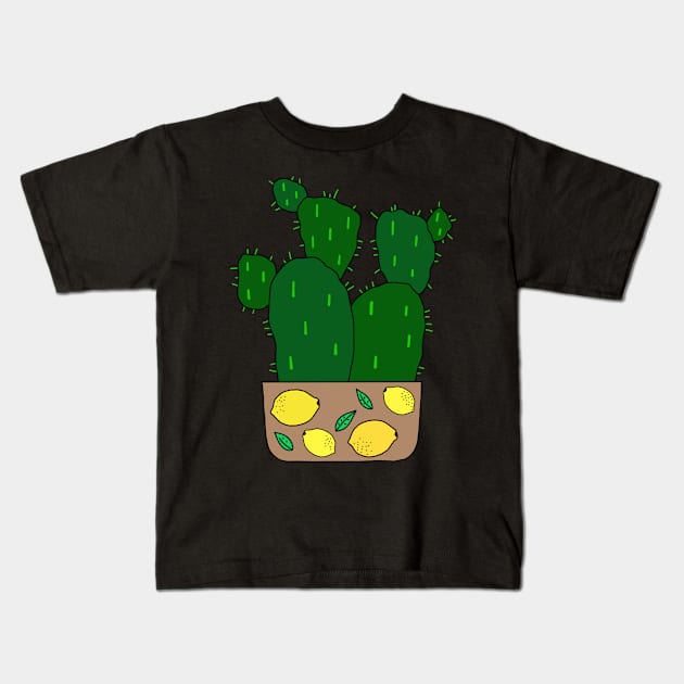 Cute Cactus Design #144: Potato Cacti In Cute Lemon Pot Kids T-Shirt by DreamCactus